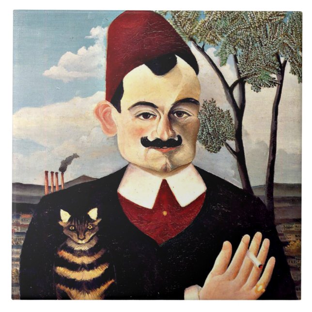 Henri Rousseau - Porträtt av herr X Kakelplatta (Framsidan)