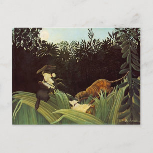 Henri Rousseau-scout attackerad av en tiger Vykort