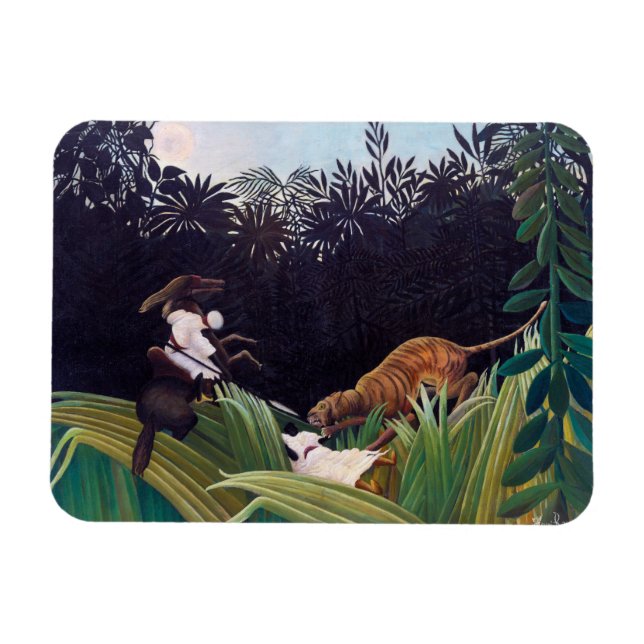 Henri Rousseau - Scouter attackerades av en tiger Magnet (Horisontell)