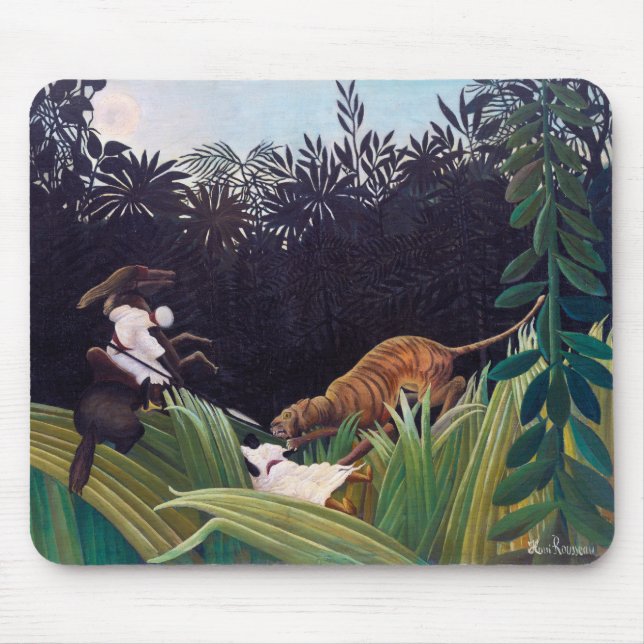 Henri Rousseau - Scouter attackerades av en tiger Musmatta (Framsidan)