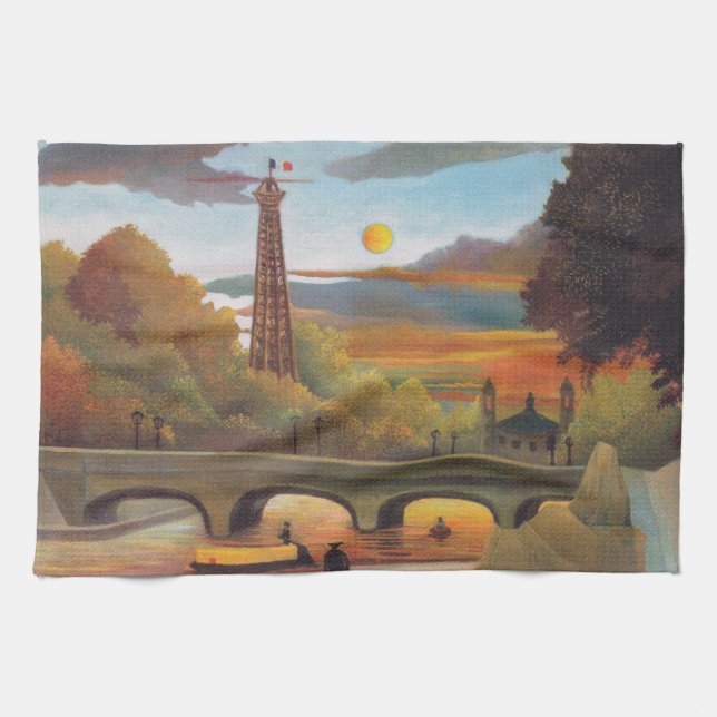 Henri Rousseau - Seine och Eiffel Torn i Sunset Kökshandduk (Horisontell)