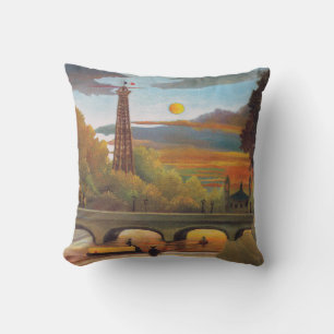 Henri Rousseau - Seine och Eiffel Torn i Sunset Kudde