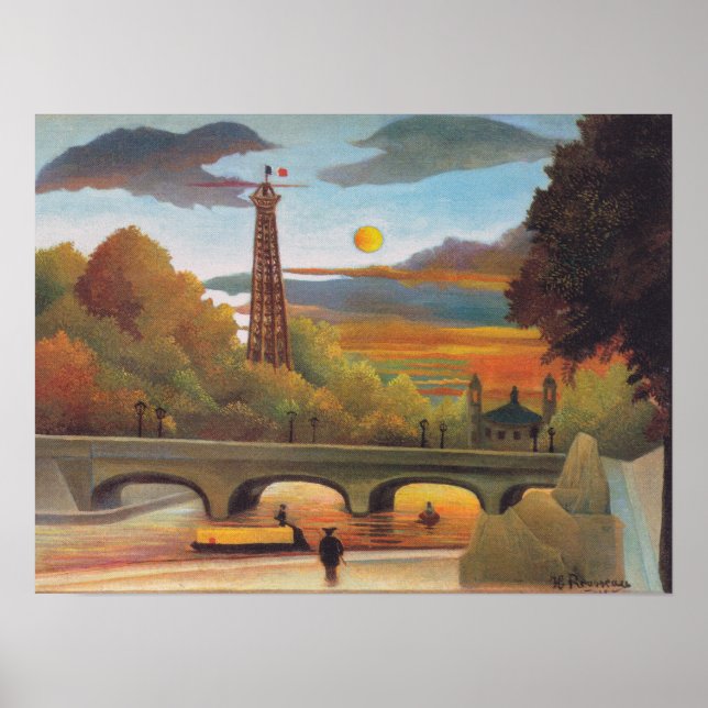 Henri Rousseau - Seine och Eiffel Torn i Sunset Poster (Framsidan)