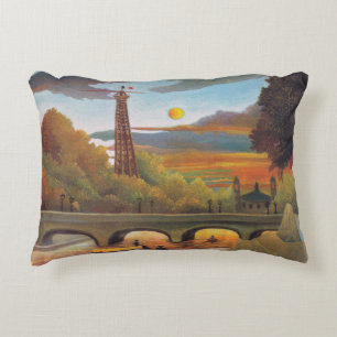 Henri Rousseau - Seine och Eiffel Torn i Sunset Prydnadskudde