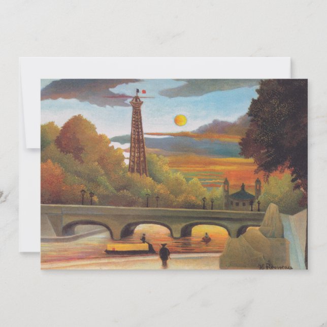 Henri Rousseau - Seine och Eiffel Torn i Sunset Tack Kort (Framsida)