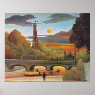 Henri Rousseau - Seine och Eiffeltornet i solnedgå Poster