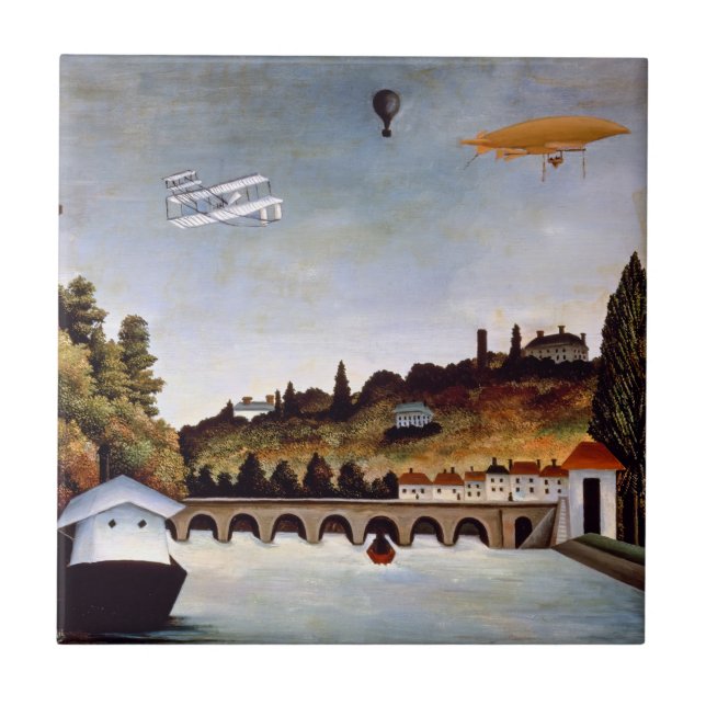 Henri Rousseau - Sevres bridge & backe i Clamart Kakelplatta (Framsidan)