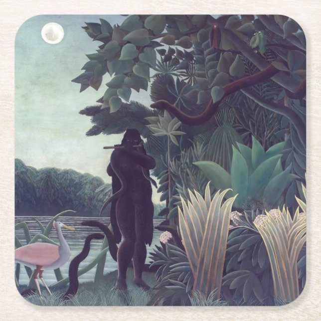 Henri Rousseau - Snake Charmer Underlägg Papper Kvadrat (Framsidan)