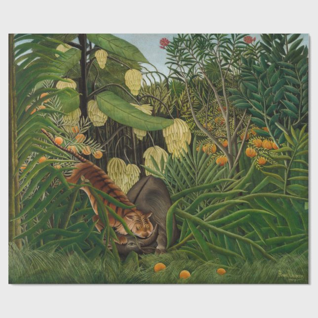 Henri Rousseau - Strid mellan Tiger och Buffalo Presentpapper (Platt)