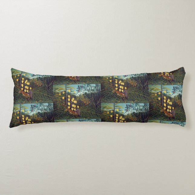 Henri Rousseau Striuggle mellan Tiger och Bull Kroppskudde (Framsidan)