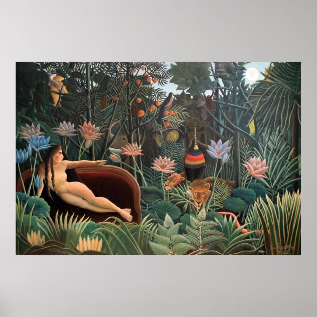 Henri Rousseau the Dream Jungle Flowers Painting Poster (Framsidan)