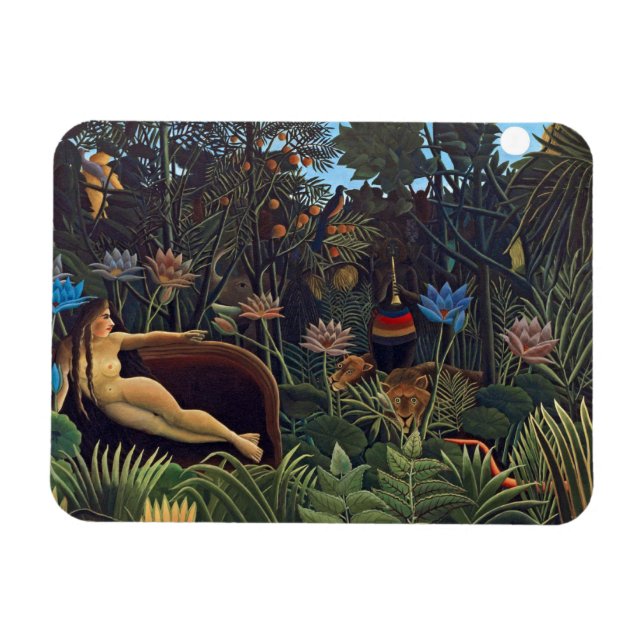 Henri Rousseau the Dream - Jungle Woman w Animals Magnet (Horisontell)