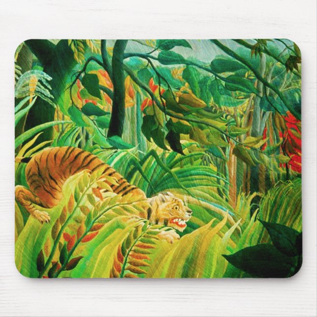 Henri Rousseau tiger i en tropisk storm Mousepad Musmatta (Framsidan)