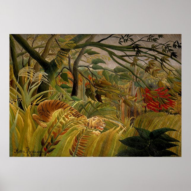 Henri Rousseau - Tiger i ett Tropical Storm Poster (Framsidan)