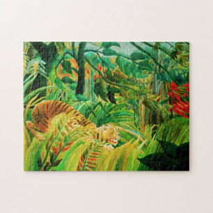 Henri Rousseau tiger i ett tropiskt stormpussel Pussel