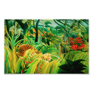 Henri Rousseau tiger i ett tropiskt stormtryck Fototryck