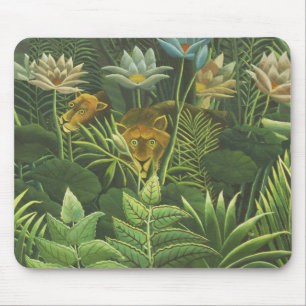 Henri Rousseau Tropisk Dschungel Lejon Vintage Try Musmatta