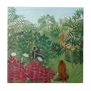 Henri Rousseau - Tropisk skog med apor Kakelplatta