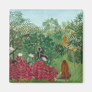 Henri Rousseau - Tropisk skog med apor Magnet