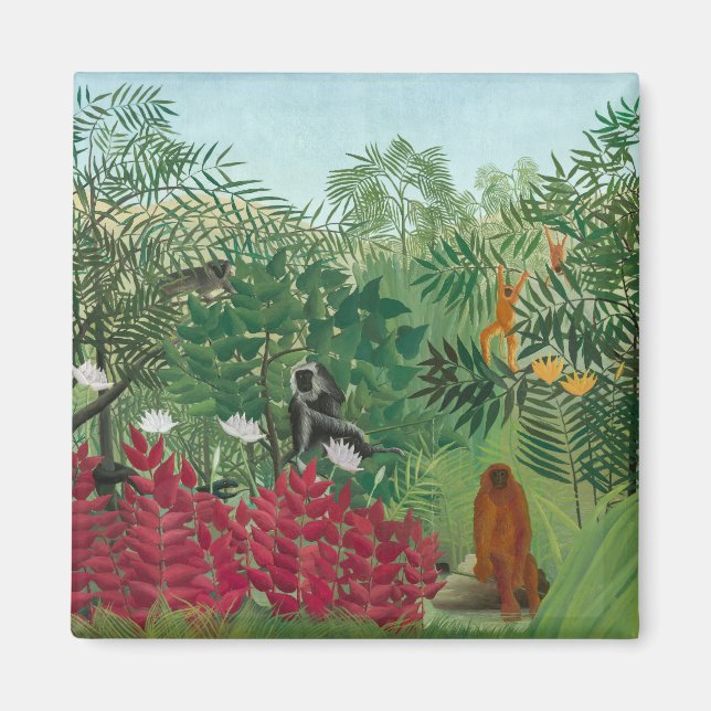 Henri Rousseau - Tropisk skog med apor Magnet (Framsidan)
