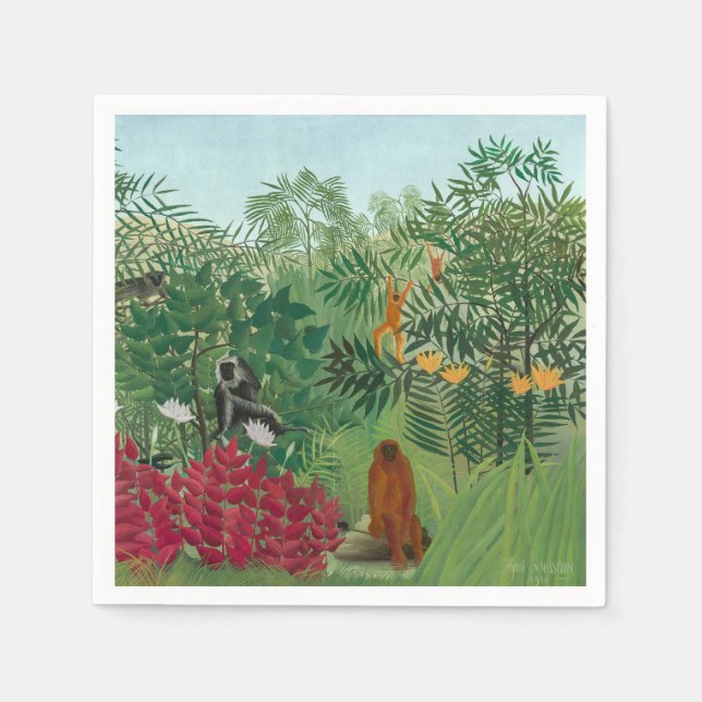 Henri Rousseau - Tropisk skog med apor Pappersservett (Framsidan)