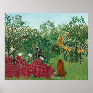 Henri Rousseau - Tropisk skog med apor Poster