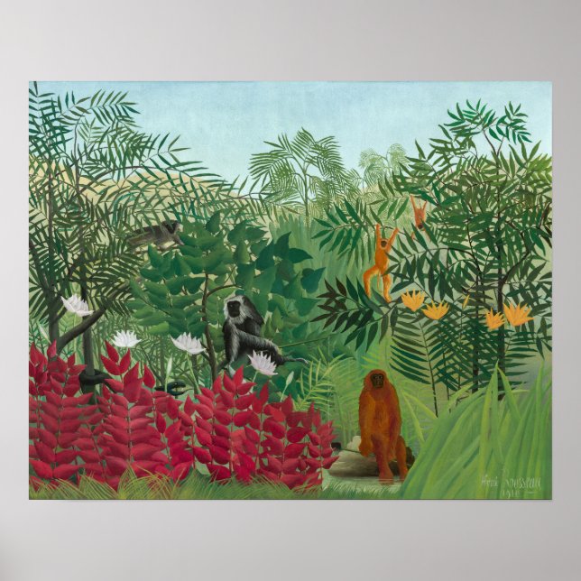 Henri Rousseau - Tropisk skog med apor Poster (Framsidan)
