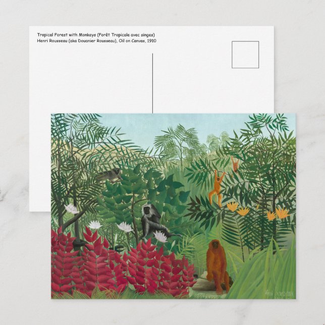 Henri Rousseau - Tropisk skog med apor Vykort (Fram/baksida)