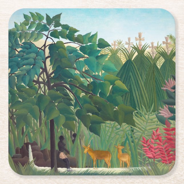 Henri Rousseau - vattenfallet Underlägg Papper Kvadrat (Framsidan)