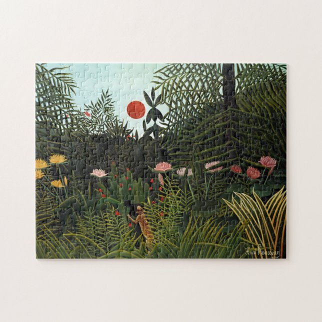 Henri Rousseau Virgin Forest Landcape Botanical Pussel (Horisontell)