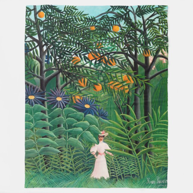 Henri Rousseau - Woman Walking in an Exotic Forest Fleecefilt (Framsidan)