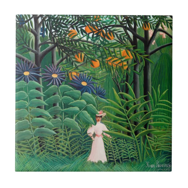 Henri Rousseau - Woman Walking in an Exotic Forest Kakelplatta (Framsidan)