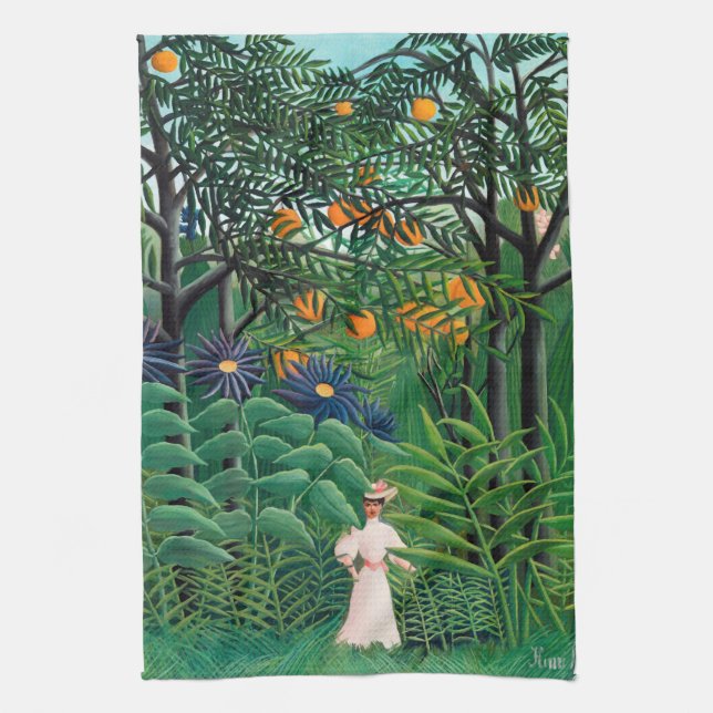 Henri Rousseau - Woman Walking in an Exotic Forest Kökshandduk (Vertikal)