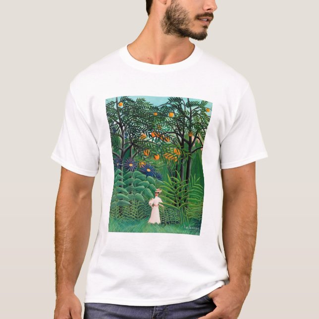 Henri Rousseau - Woman Walking in an Exotic Forest T Shirt (Framsida)
