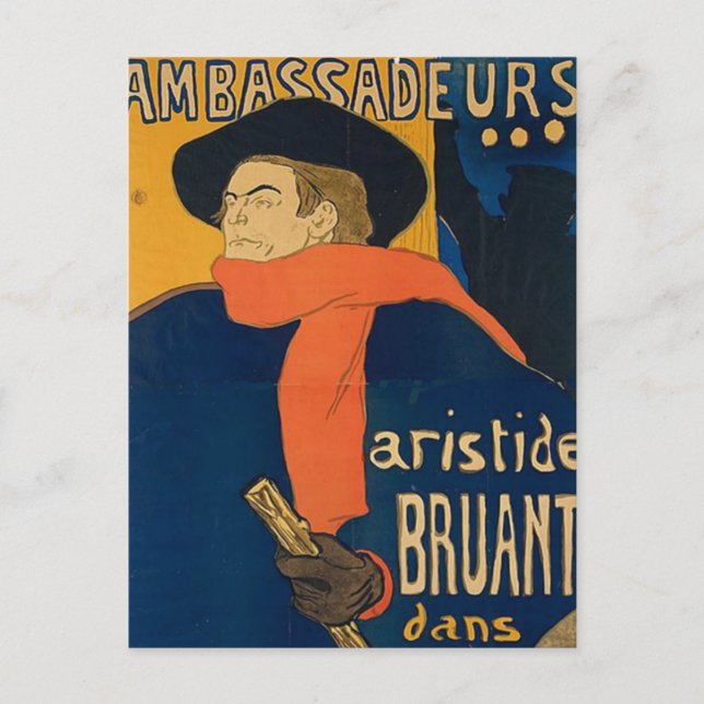Henri Toulouse Lautrec - Aristide Bruant Vykort (Framsida)