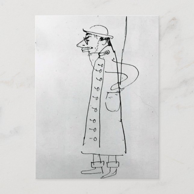 Henri Toulouse-Lautrec: Self-Porträtt. Caricature Vykort (Framsida)