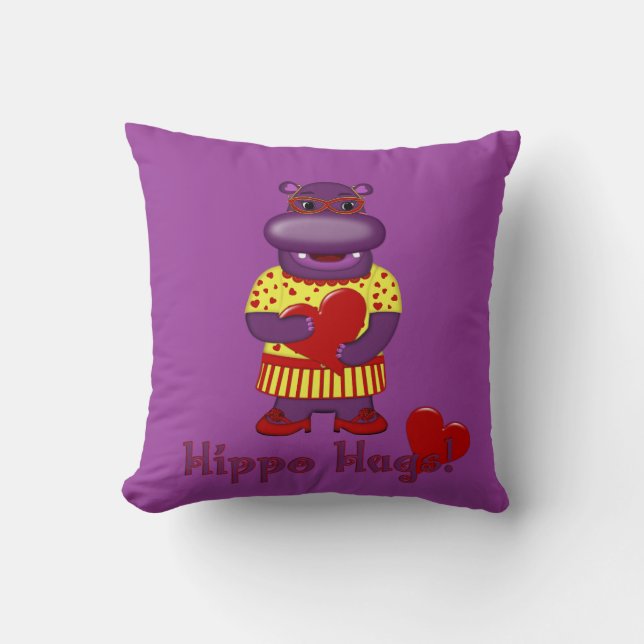 Henrietta Hippo Hugs Dekorativ kudde-Lila Kudde (Framsida)