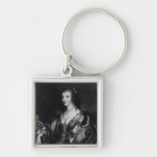 Henrietta Maria Fyrkantig Silverfärgad Nyckelring