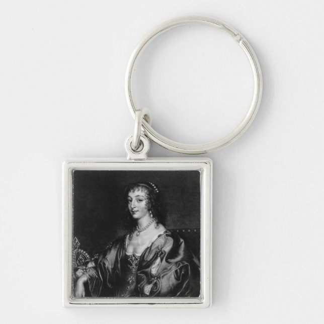 Henrietta Maria Fyrkantig Silverfärgad Nyckelring (Framsidan)