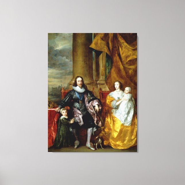 Henrietta Maria och Charles I av Van Dyck Canvastryck (Framsida)