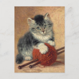 Henriëtte Ronner-Knip A kattunge med boll av ull Vykort