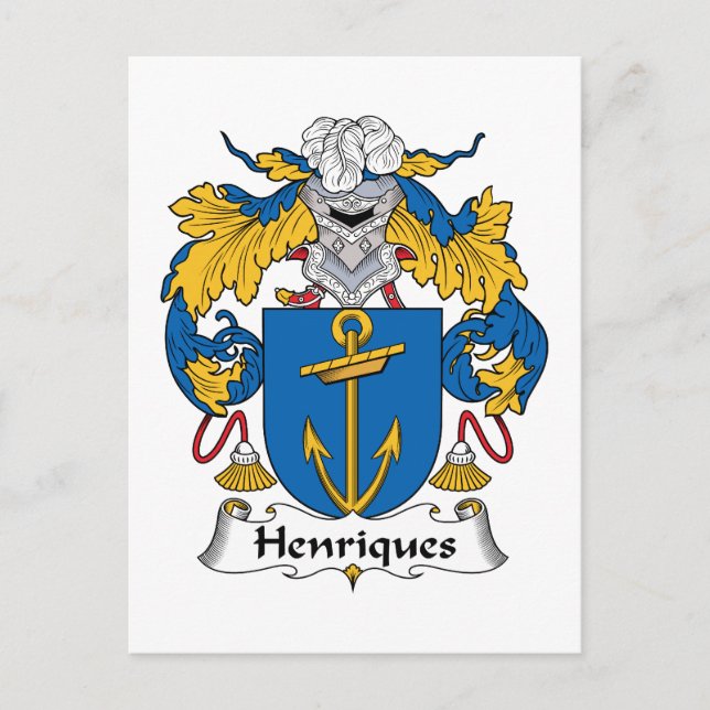 Henriques Family Crest Vykort (Framsida)