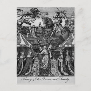 Henry 5th, hans drottning och familj vykort