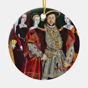 Henry åttondelen och hans sex fruar julgransprydnad keramik