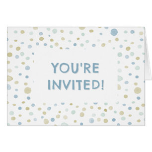 Henry Confetti Watercolor Dots Birthday Inbjudan OBS Kort