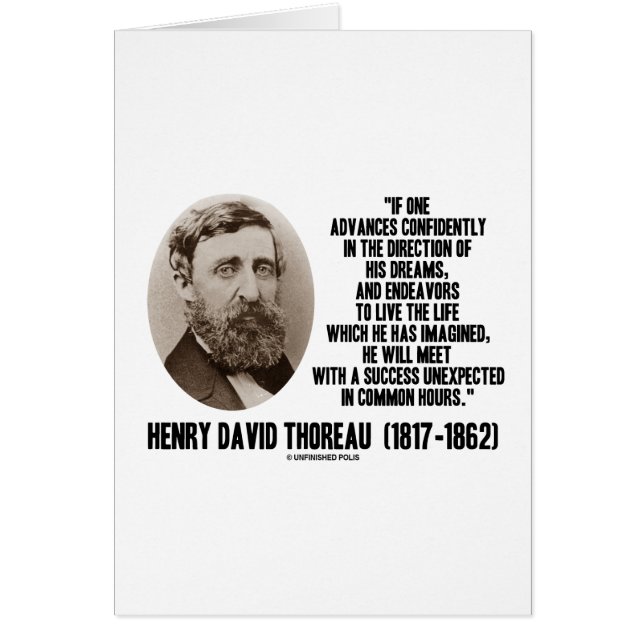 Henry David Thoreau Advance Confident Dreams Hälsningskort (Framsidan)