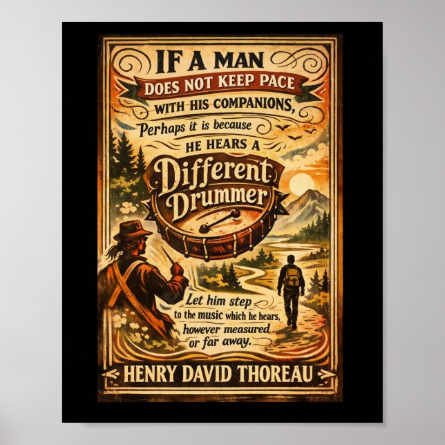 Henry David Thoreau Annorlunda Trummis Poster (Framsidan)