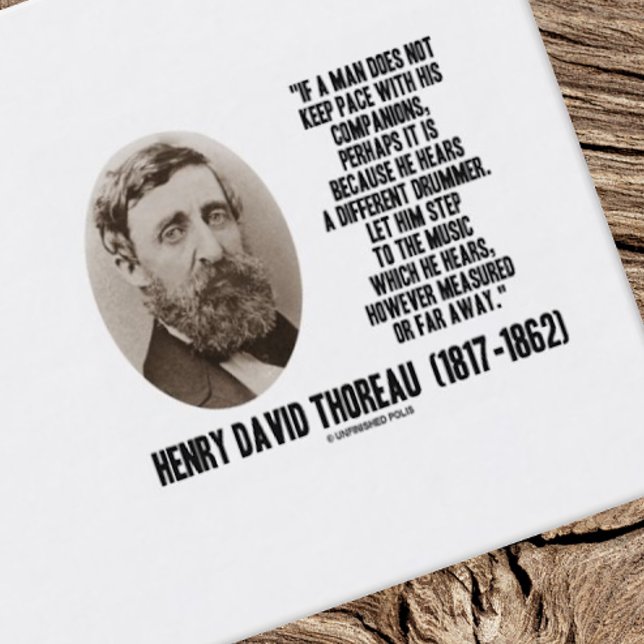 Henry David Thoreau Different Drummer Quote Visitkort (Timeless Thoreau quote business card for any entrepreneur who hears a different drummer)