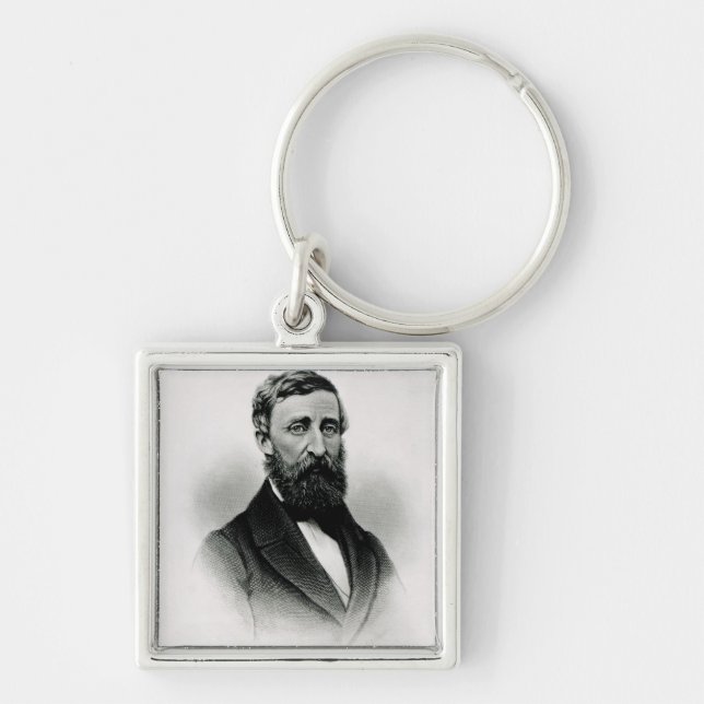 Henry David Thoreau Fyrkantig Silverfärgad Nyckelring (Framsidan)