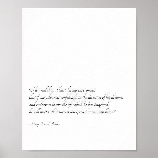 Henry David Thoreau inspirational Quote Art Poster (Framsidan)